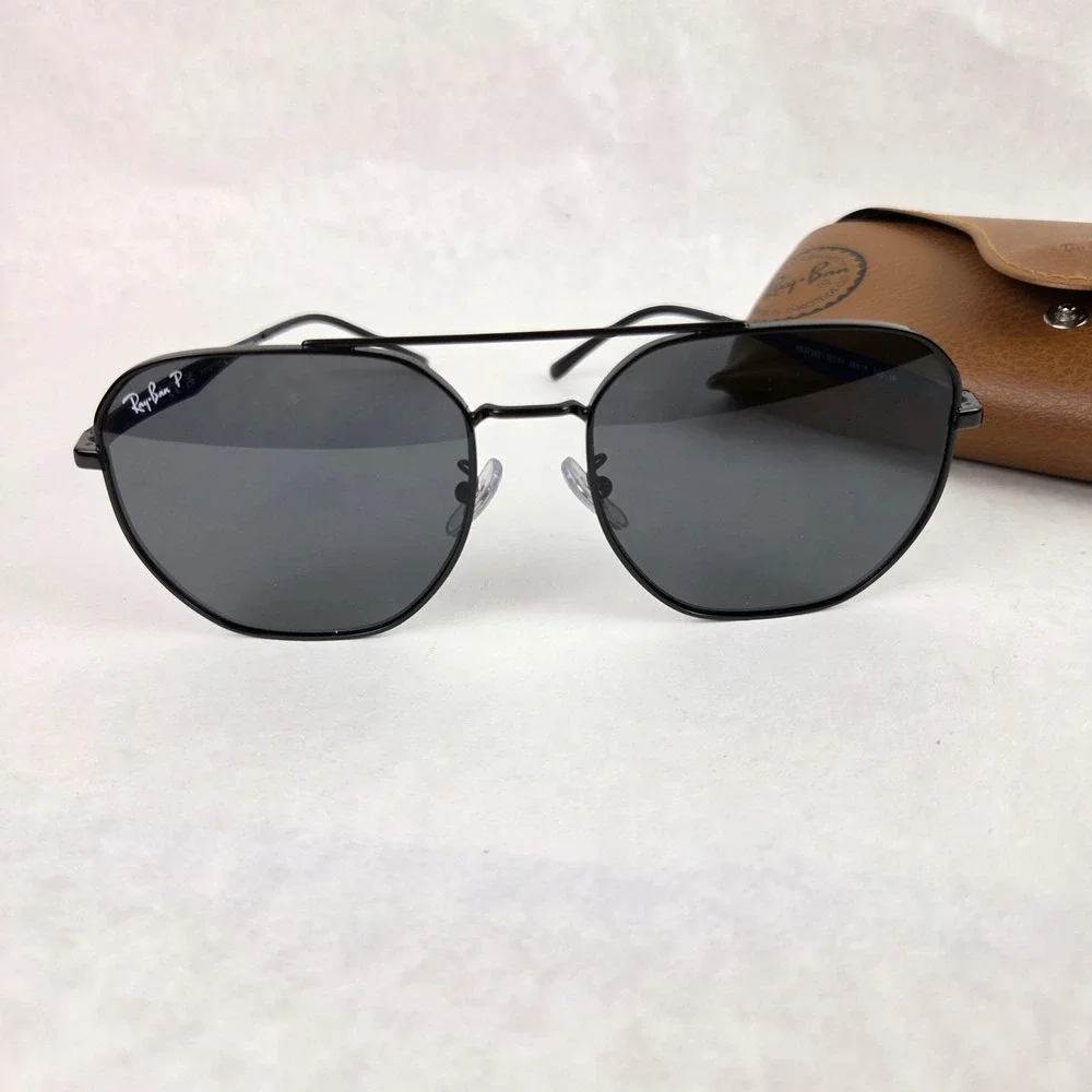 Ray-Ban RB3724D Black Polarized Aviator Sunglasses 59-18 Unisex Large Frame